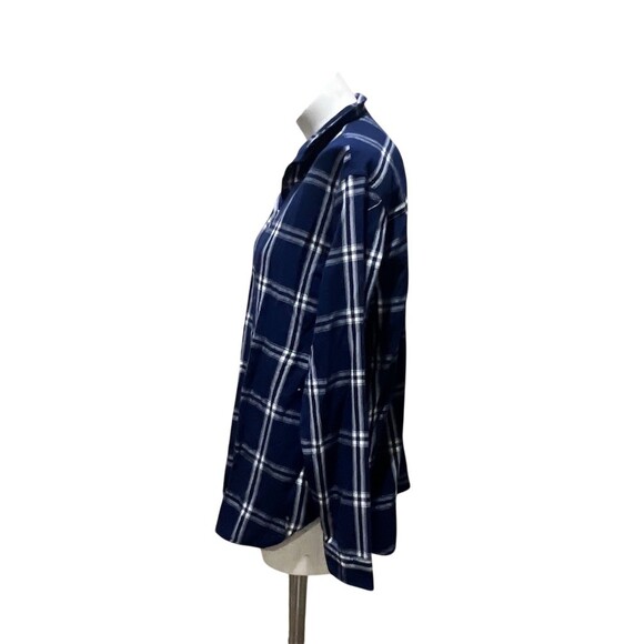 Jachs Girlfriend Womens Button-Up Shirt Size XL Navy Blue White Plaid - Picture 5 of 10